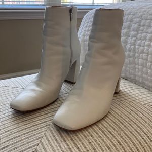 Marc Fisher white leather booties